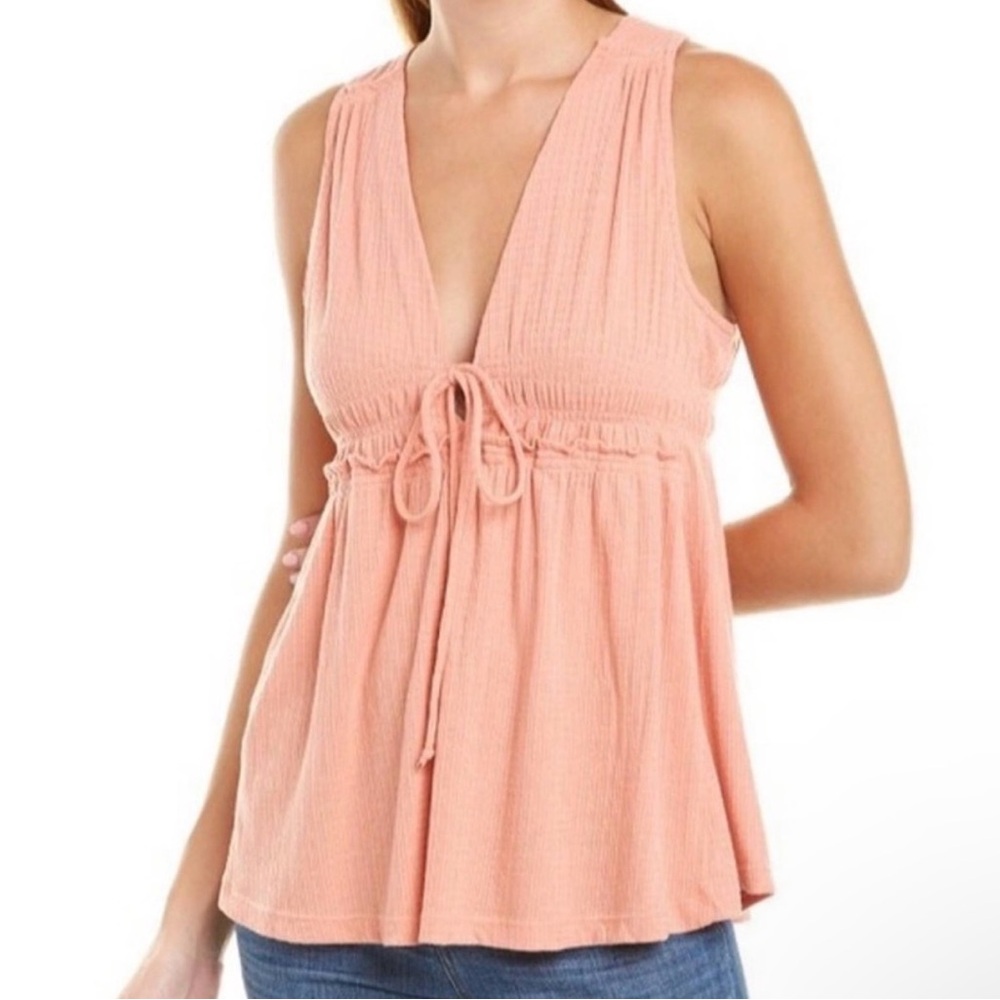 Free People Beach Bound Plunging Neckline Blouse
